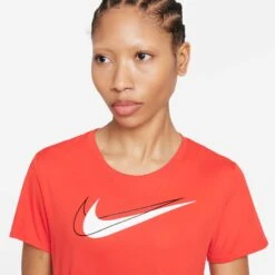 Nike | Women's Dri-Fit Swoosh Run Top SS -sportswear DD4898 673 F nike Dri Fit Swoosh Run Top SS neckline