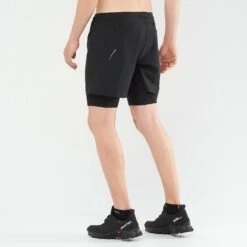 Salomon | Men's Cross Twinskin Shorts - Deep Black -sportswear LC1868600 M Salomon CrossTWShorts backonbody