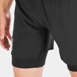 Salomon | Men's Cross Twinskin Shorts - Deep Black -sportswear LC1868600 M Salomon CrossTWShorts close