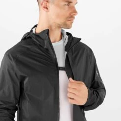 Salomon | Men's Bonatti Waterproof Jacket - Deep Black -sportswear LC1873900 M Salomon BonattiWPJacket detail
