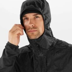 Salomon | Men's Bonatti Waterproof Jacket - Deep Black -sportswear LC1873900 M Salomon BonattiWPJacket hood