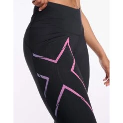 2XU | Women's Light Speed Mid-Rise Compression Tights - Black -sportswear WA6523bBLK FOF W 2XU LightSpeedMid RiseCompressionTights frontclose