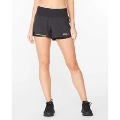 2XU | Women's Aero 2-in-1 3 Inch Short -sportswear WR6533BBLKSRF F 2xu aero2in13inshort front 1